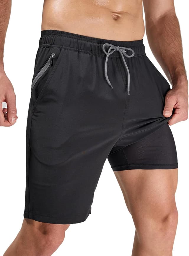 Detalle 2 de Arcweg men’s 9 inch swim shorts with compression liner, quick-dry board-style fit and zip pockets