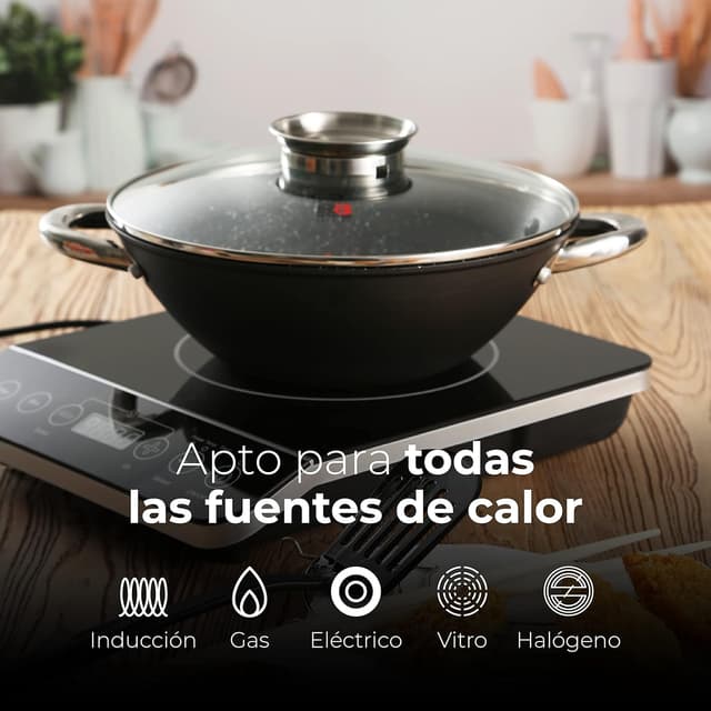 Thumbnail 6 de RENBERG Wasabi Wok 🍳 | Sartén Multifuncional con Tapa de Vidrio