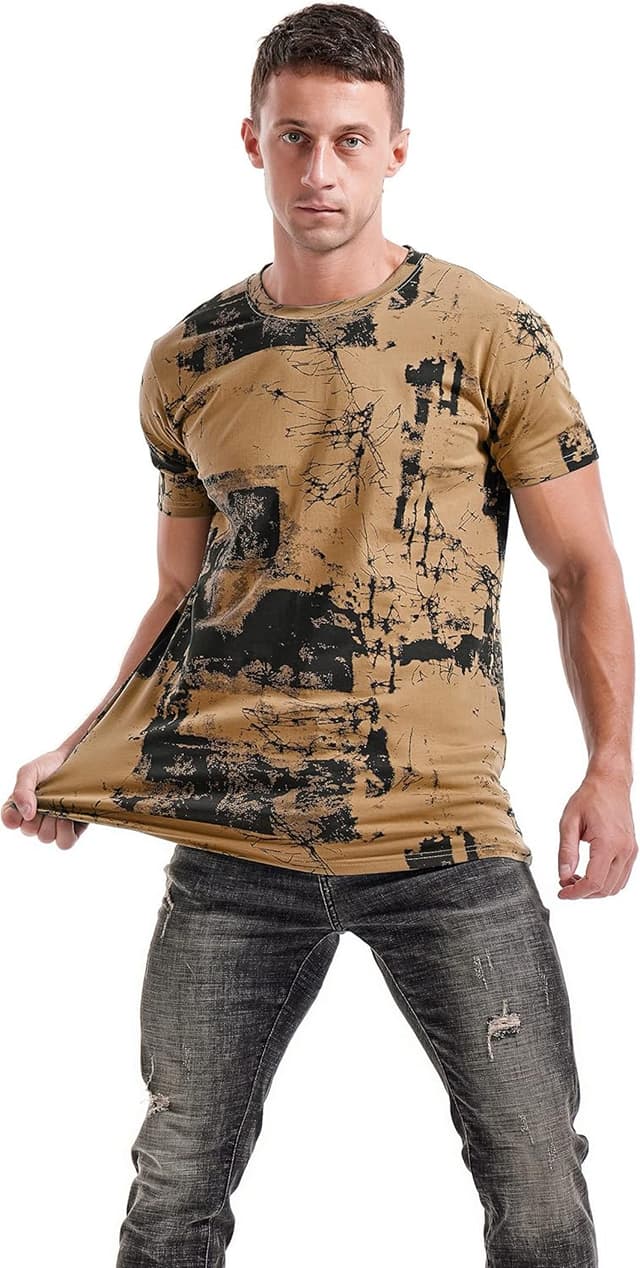 Detalle de RONOMO Herren-T-Shirt aus 95% Baumwolle & 5% Spandex (Mikroelastik), hautfreundlich