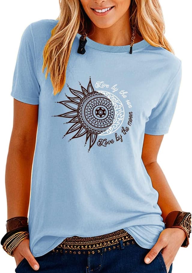 Thumbnail 6 de Teesho Damen-Bluse im T-Shirt-Stil mit V-Ausschnitt, bedruckt – locker & atmungsaktiv für Sommer und Alltag