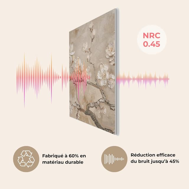 Detalle de Décoration murale en feutre 70x100 cm MuchoWow – design floral beige/blanc pour salon et chambre