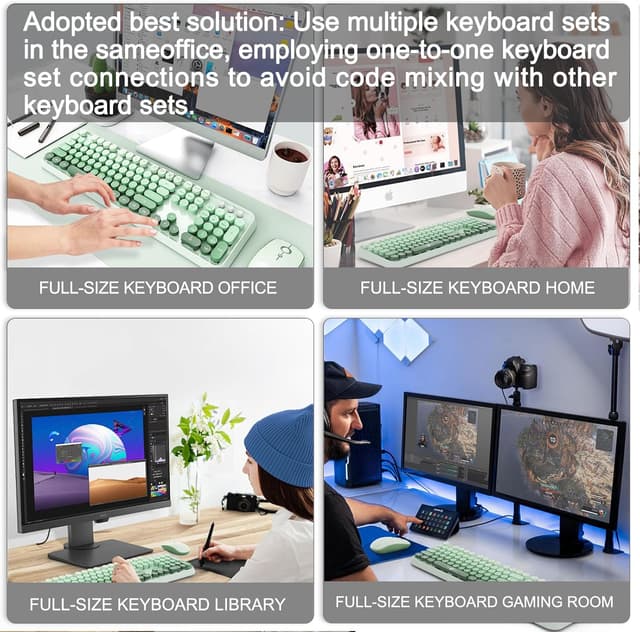 Thumbnail 6 de FOPETT Wireless Keyboard and Mouse Combo (2.4G) with 104 Round Keys — Green Gradient