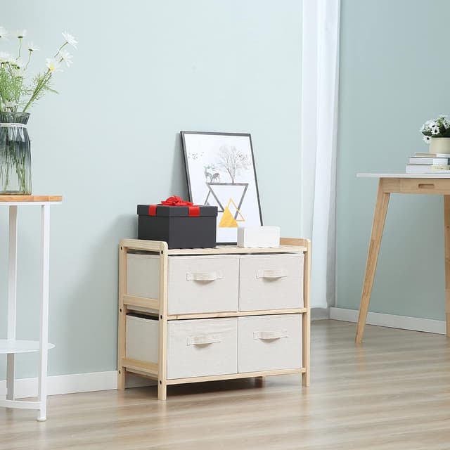 Detalle de HOMCOM commode en tissu à 4 tiroirs pliants 59 x 28 x 50 cm style élégant