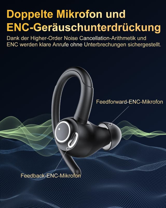 Detalle 1 de Jesebang Bluetooth Kopfhörer Sport – In Ear mit IP7 und 40 Std