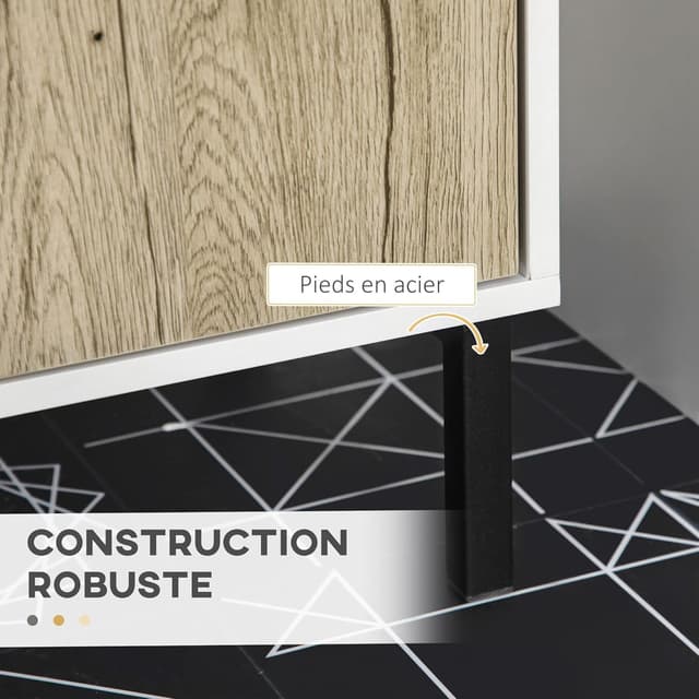 Thumbnail 4 de kleankin meuble sous lavabo 60x30x60 cm blanc bois