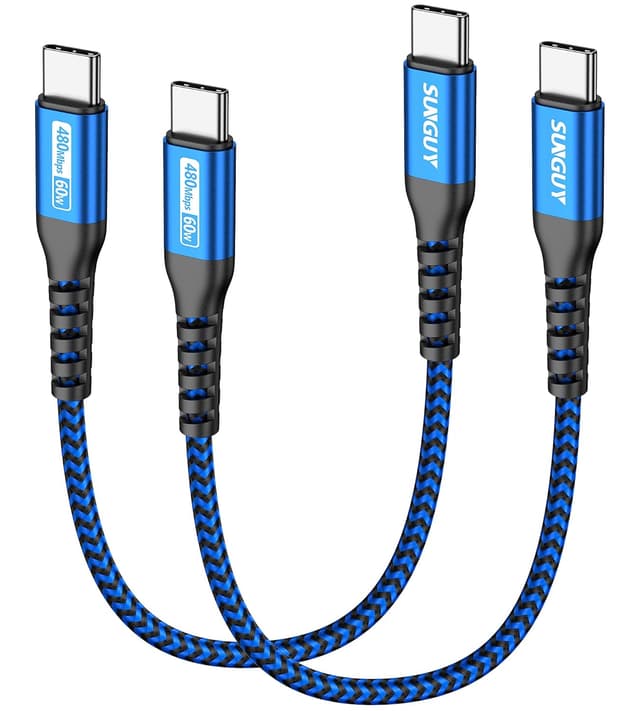 Detalle de SUNGUY Câble USB‑C vers USB‑C 2 pièces 0,3 m 60 W (PD, 3 A)