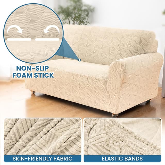 Detalle de Ystyle copridivano 1 posto con braccioli beige antiscivolo e anti-graffi