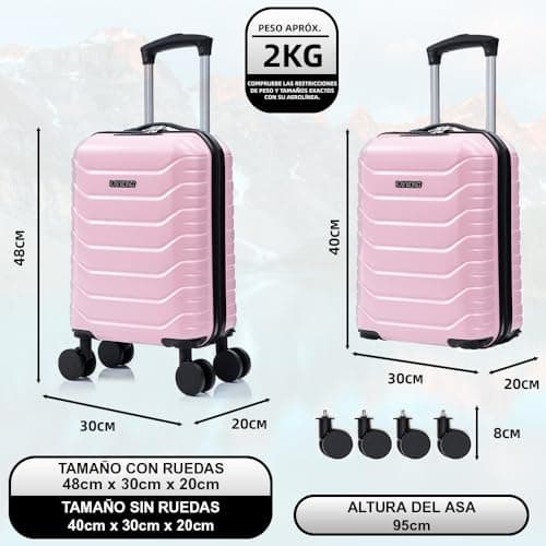 Detalle de RAYKONG Maleta de cabina ABS 24L 40x30x20 con ruedas desmontables (rosa claro)