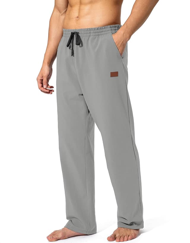 Detalle de HMIYA Jogginghose für Herren aus Baumwolle mit Taschen und Kordelzug – Sport- und Freizeithose mit weitem Bein