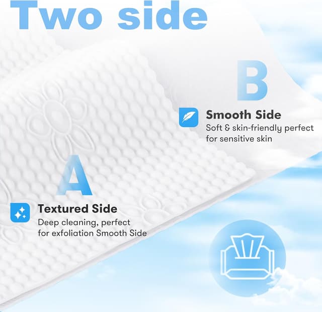 Detalle de Disposable Face Clean Towels XL (10 x 12 inches) – 50 Count 4 Pack for Makeup Removal & Cleansing