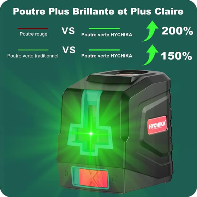 Detalle de Niveau laser vert HYCHIKA – niveau laser autonivelant avec lignes vertes et mode manuel