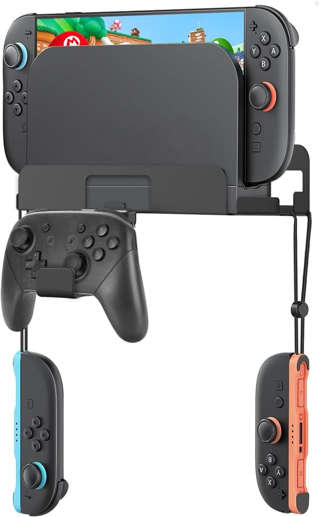 Detalle de Sehawei Wandhalterung für Switch 2 – platzsparende Halterung mit Joy-Con-Haken, Ablage und Controller-Halter