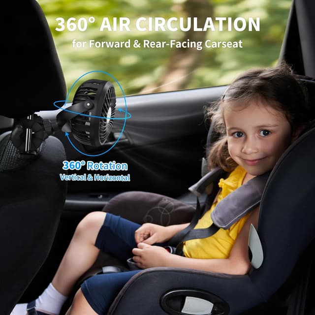 Detalle 2 de AMACOOL Pram Fan (Battery Operated) Clip-On with Flexible Tripod, 3 Speeds & Rotatable Head – Black