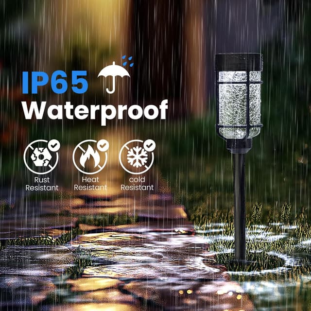 Detalle de GIGALUMI Solar Lights Outdoor Garden (8-pack) with Cold & Warm Light Switching