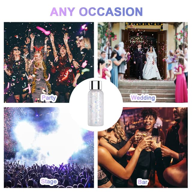 Thumbnail 6 de URAQT Body Glitter Gel – Chunky Glitzer-Gel für Gesicht, Haare, Lippen, Nägel (weiß)