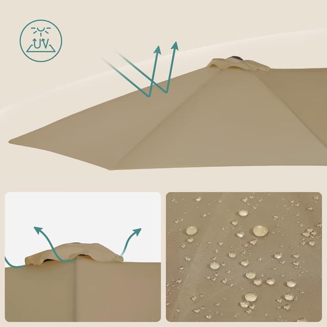 Detalle 2 de SONGMICS Parasol Double UPF 50+ 460 x 270 cm avec manivelle (taupe) — GPU36BR, grand format sans socle