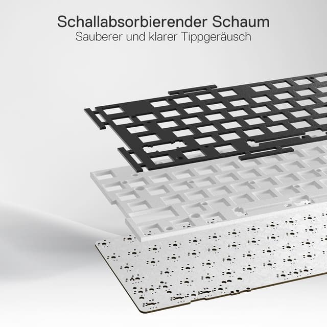 Detalle de Redragon K668 QWERTZ Gaming-Tastatur (105+4 Tasten) mit Hot-Swap, RGB und roten Schaltern