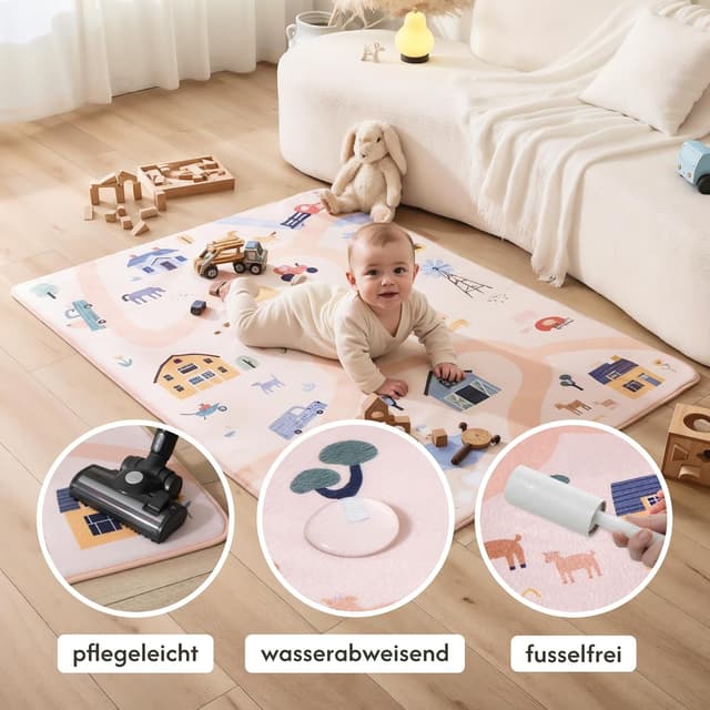 Detalle de Hakuna Matte Wolkenweiche Spielmatte für Babys 160x120x1,5 cm – Memory-Schaum Krabbelmatte