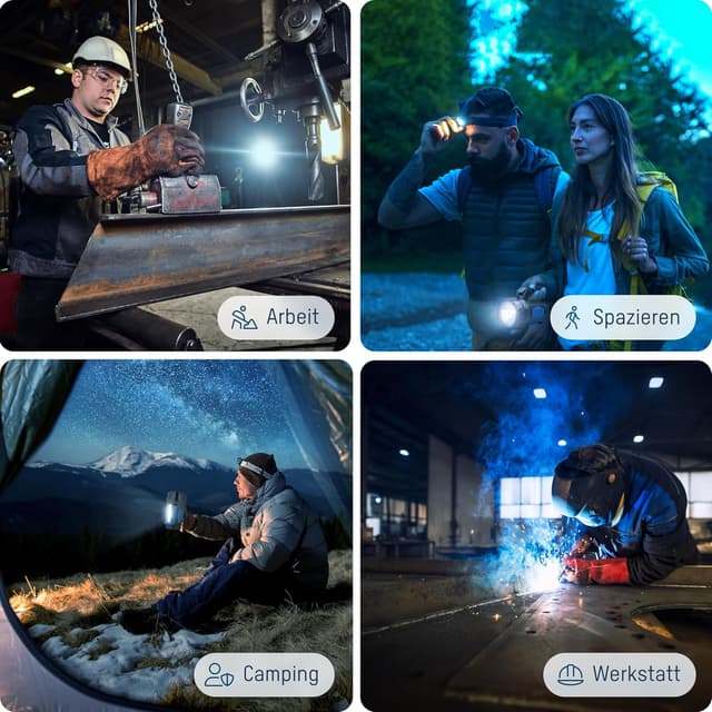 Detalle 2 de ANSMANN LED-Handscheinwerfer mit 200 m Leuchtweite – Handscheinwerfer mit Standfuß und Pistolengriff