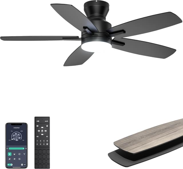 Detalle de Ohniyou 52" Low Profile Ceiling Fan with Light ๐