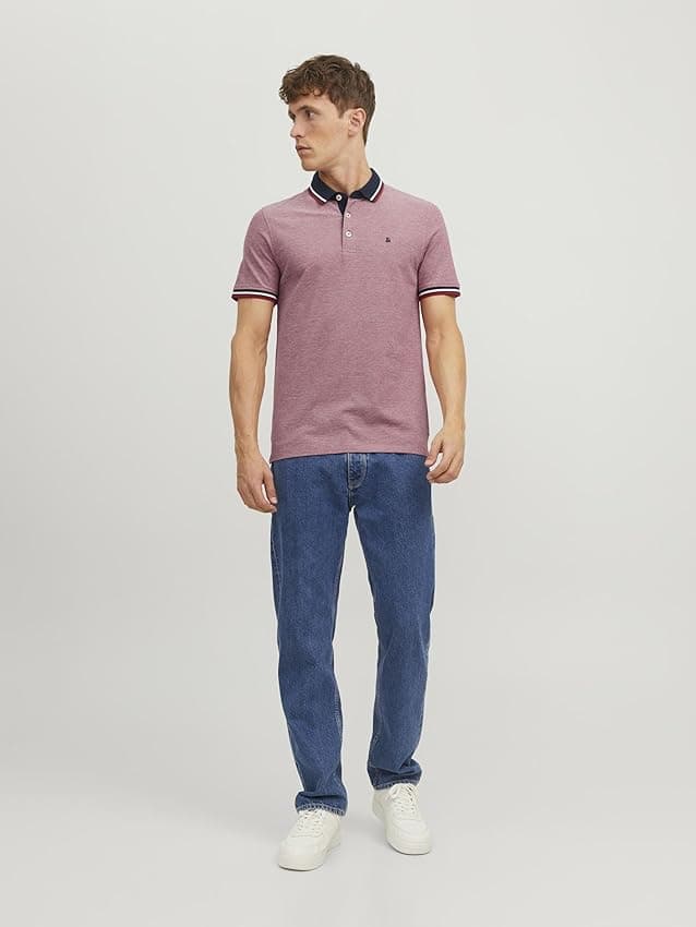 Detalle 1 de JACK & JONES Jjepaulos Polo hombre talla L rojo 🌟