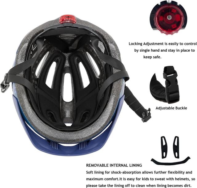 Detalle 2 de Exclusky Kids Bike Helmet with Visor, Adjustable 50–57cm (Age 5–12) and LED Light