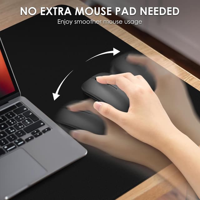 Detalle 2 de Vicwe Schreibtischunterlage aus PU-Leder, 120 x 60 cm – rutschfestes Office-Mauspad & Laptop-Unterlage (Schwarz)