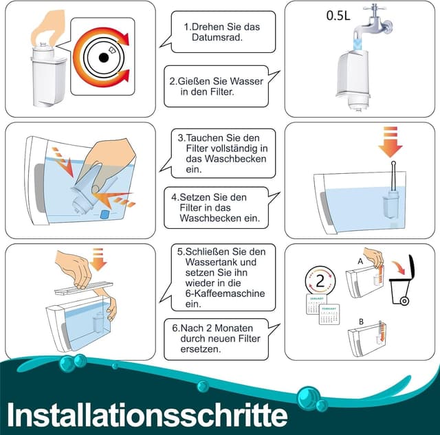 Detalle 1 de ARETHONE 10er Ersatzwasserfilter für Kaffeevollautomaten