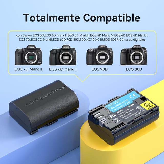 Detalle 2 de ENEGON LP-E6/LP-E6N Cargador doble 2×3000 mAh