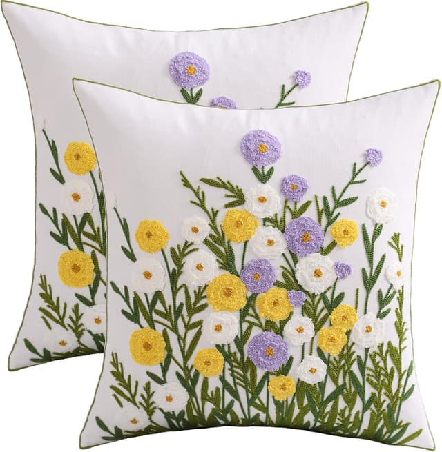 Detalle de Tosleo Kissenbezug 45x45 Orange Blumen