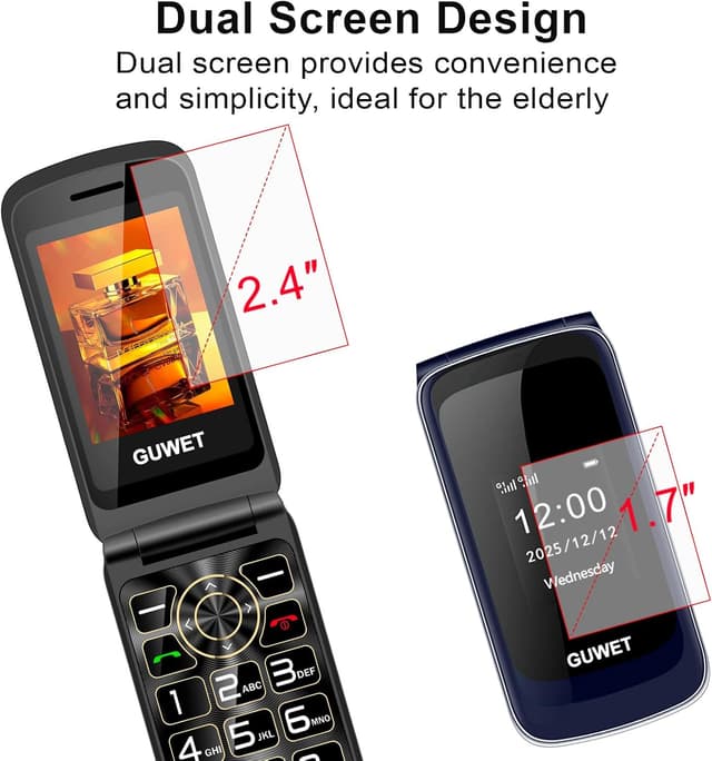 Thumbnail 2 de Guwet 2G Big Button Flip Phone