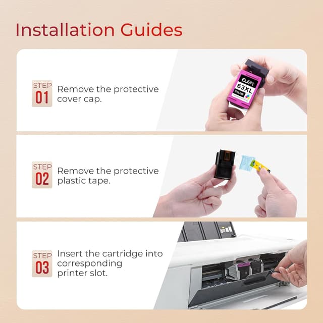 Detalle de ejet 63XL Ink Cartridge Combo Pack (63XL Black + 63XL Tri-Color) for select HP OfficeJet, Envy, and DeskJet models