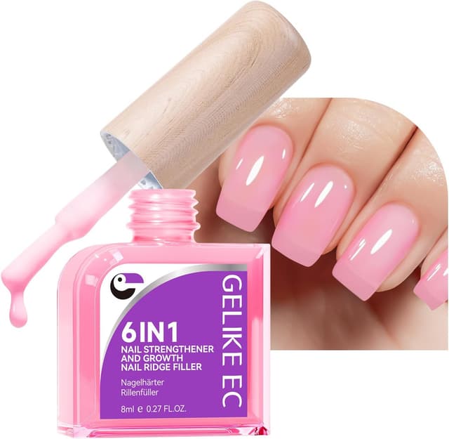 Detalle de Gelike ec Vernis Durcisseur Ongles Fort et Croissance : base réparatrice rose pour ongles fins et cassants