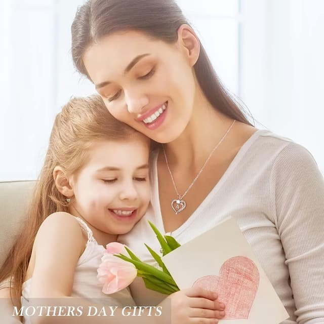 Detalle de TINGN Rosen-Herz Halskette Damen mit 14K Weißgold-Verzierung und CZ – Kettenanhänger als Geschenk