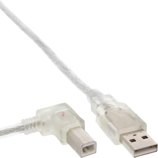 Detalle de InLine USB 2.0 Kabel A auf B, links abgewinkelt, transparent, 0,5 m (34517L)