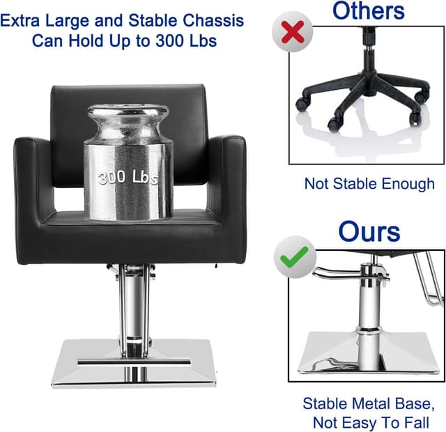 Detalle de Hairdresser Barber Salon Chair (Black) with Heavy-Duty Hydraulic Pump, 360° Swivel, 330 Lbs Capacity