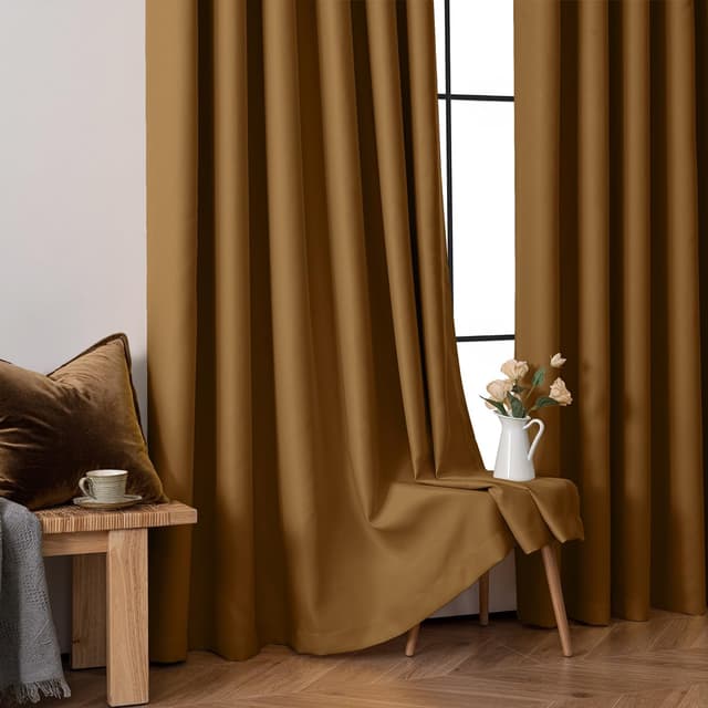 Detalle de MIULEE Verdunklungsvorhänge Braun – blickdichtes 2er-Set (H 225 cm, B 140 cm je Vorhang) mit Ösen