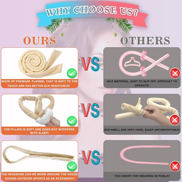 Detalle 1 de Whaline bigodino lungo per boccoli 1 fascia