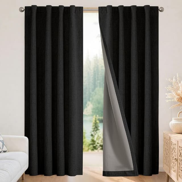 Detalle de Joydeco Blackout Curtains for Bedroom (2 Panels, 66" W x 108" L) — 100% Light Blocking Thermal Room Darkening Drapes