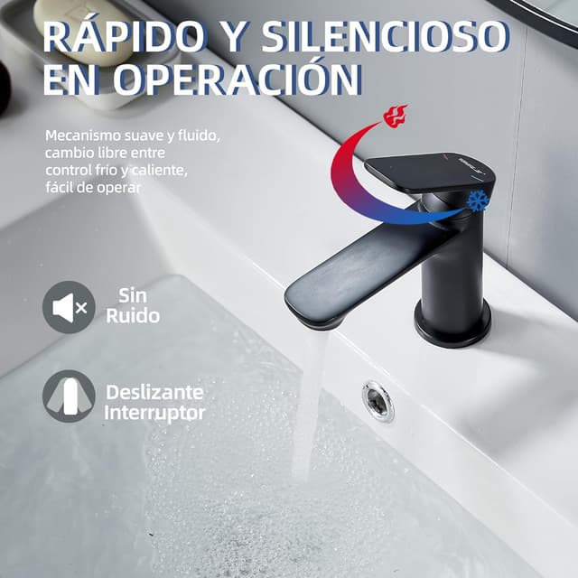 Detalle 2 de BELZ Grifo Lavabo Monomando 🛁 Ahorro de Agua y Energía, Moderno
