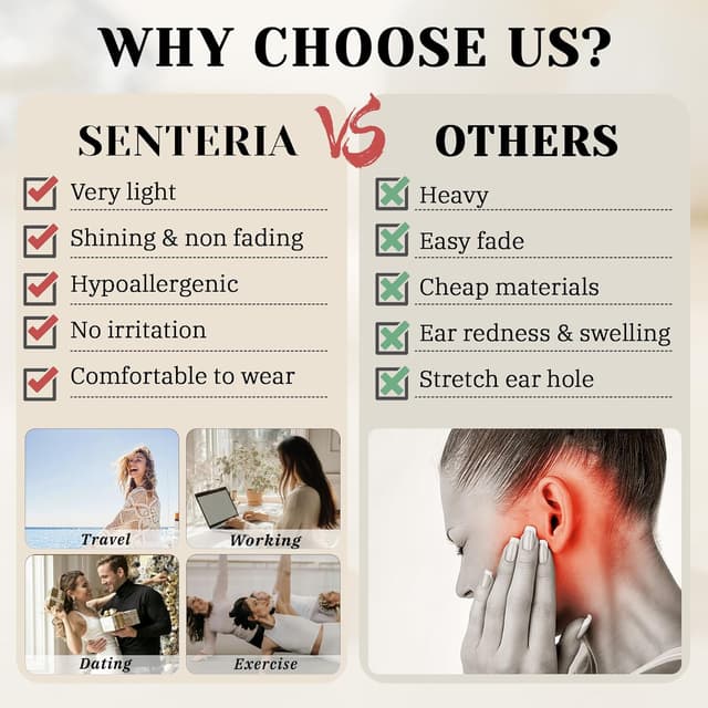 Thumbnail 5 de Senteria 5 Paar Creolen aus Silber für Damen – kleine Silberne Creolen Ohrringe hypoallergen (8/10/12/14/16 mm)