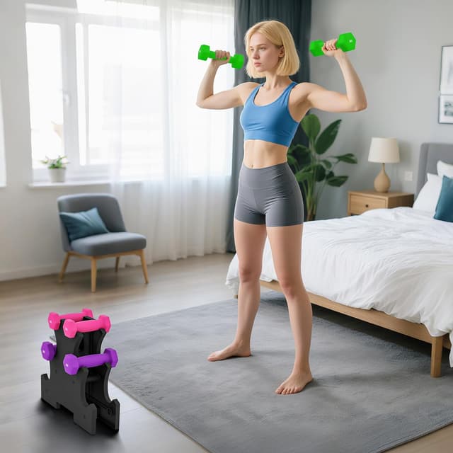 Thumbnail 5 de SPORTNOW Ensemble haltères hexagonaux 12 kg avec support