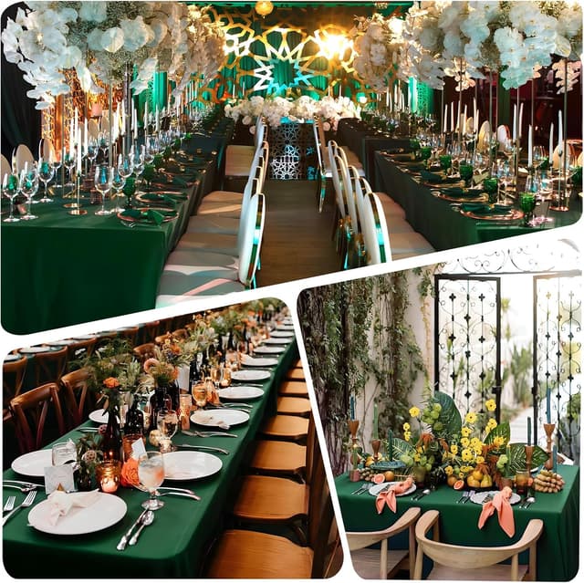 Thumbnail 6 de pepmily 8-Pack Dark Green Tablecloths (60x102 Inch) for 6-Foot Rectangle Tables