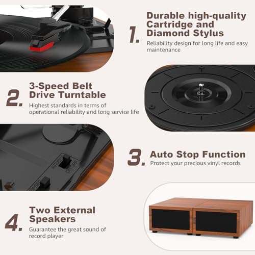 Thumbnail 4 de Udreamer Platine vinyle avec 2 haut-parleurs ⚙