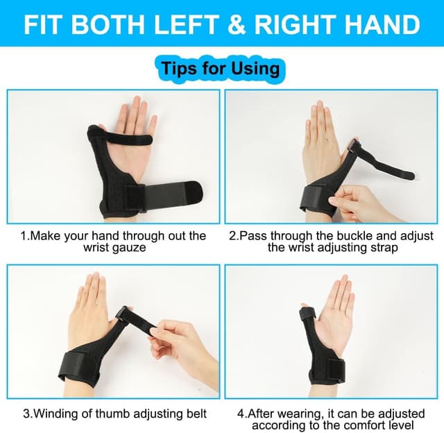 Detalle 2 de ACWOO Réversible attelle de pouce réglable avec deux renforts métalliques (main gauche/droite) – noir