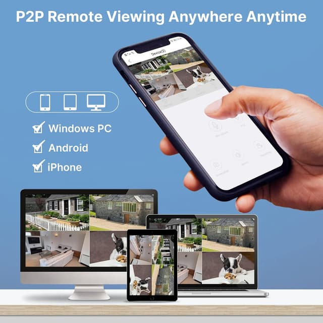 Detalle 2 de Hiseeu kit videosorveglianza WiFi esterno 5MP + NVR 10CH con monitor 12” e HDD 3TB