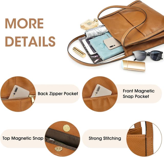 Detalle de Kattee Borsa a tracolla da donna in pelle martellata marrone classico