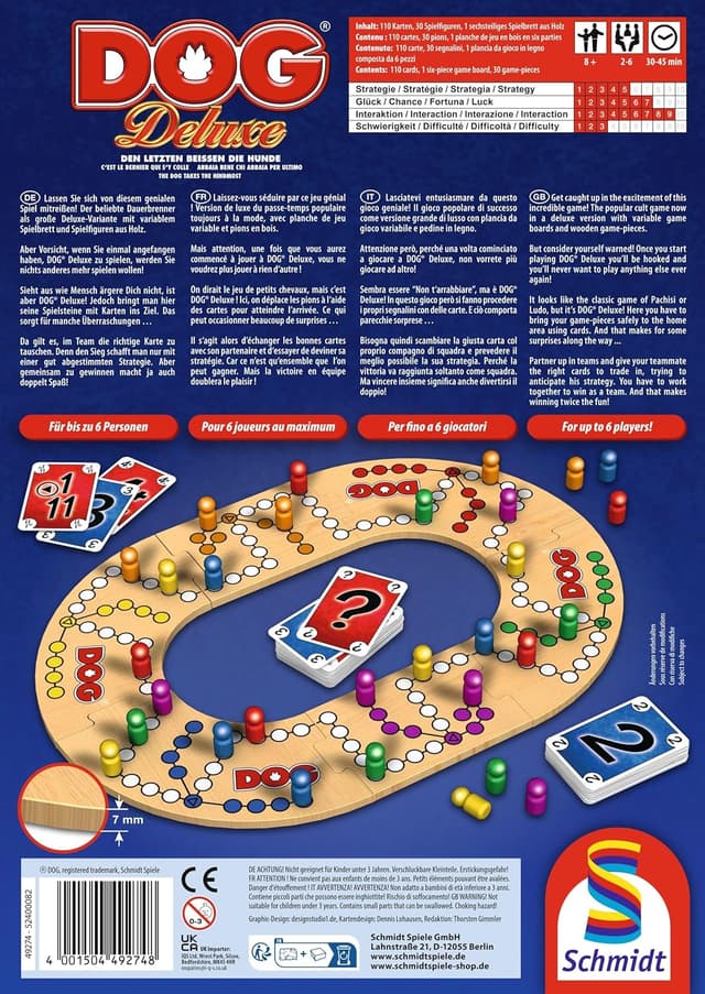 Detalle 2 de Schmidt Spiele 49274 Dog Deluxe – Gioco di società per 2–6 giocatori