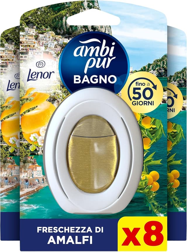 Detalle de Ambi Pur Bagno Profumatore per ambienti con tecnologia elimina odori, fragranza Limone (8 profumatori)
