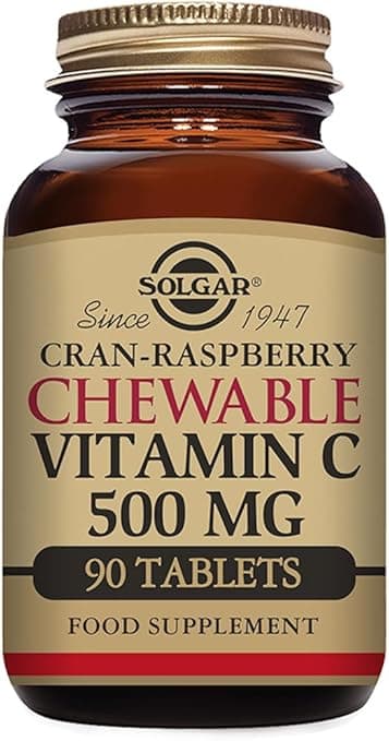 Detalle de Solgar Vitamina C Masticable 500 mg, Sabor Frambuesa 🍇